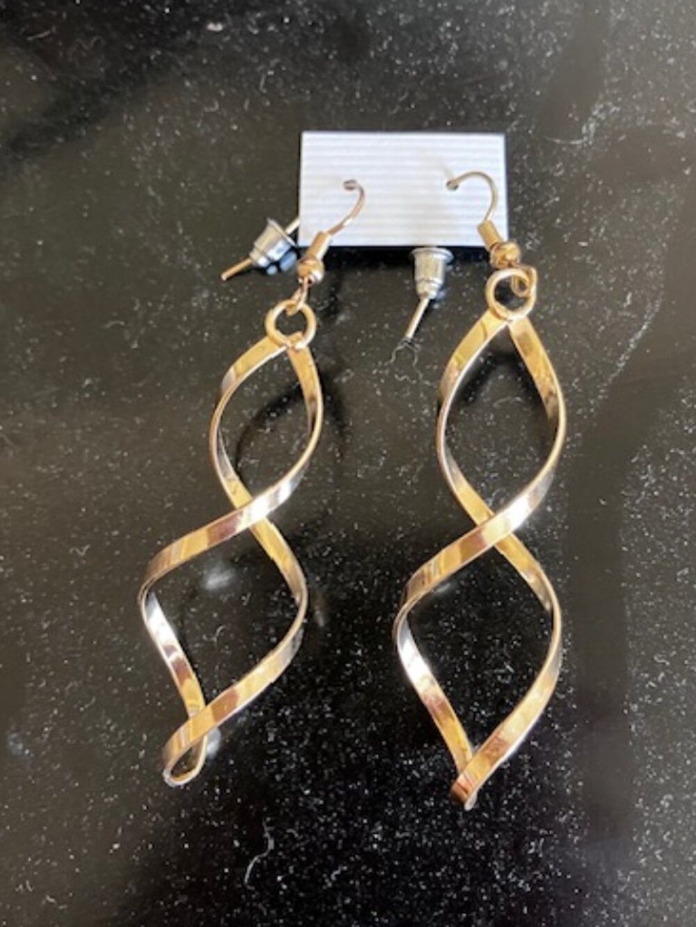 Gold Metal Twirly Earrings NWOT